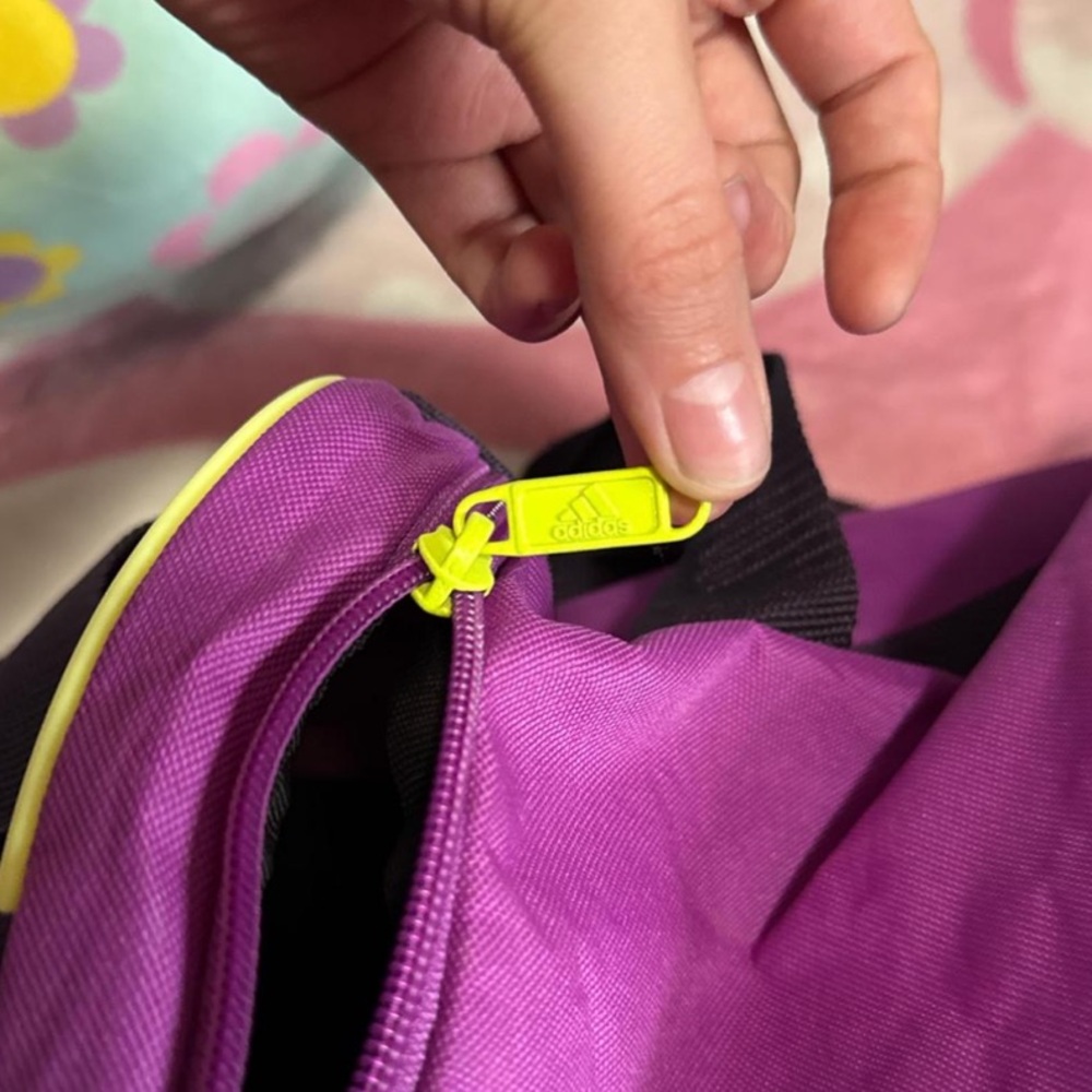 Adidas Purple and Neon Yellow Duffel Bag - Picture 5 of 5
